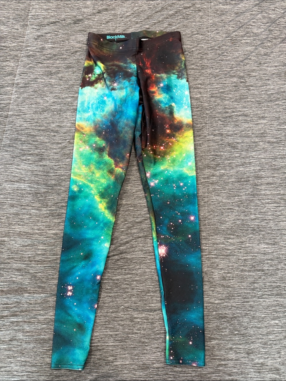 BlackMilk Galaxy Nebula Leggings - Teal, Green & Black